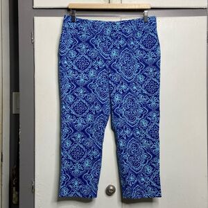 chicos so slimming pants size 2 petite blue turquoise floral mandala